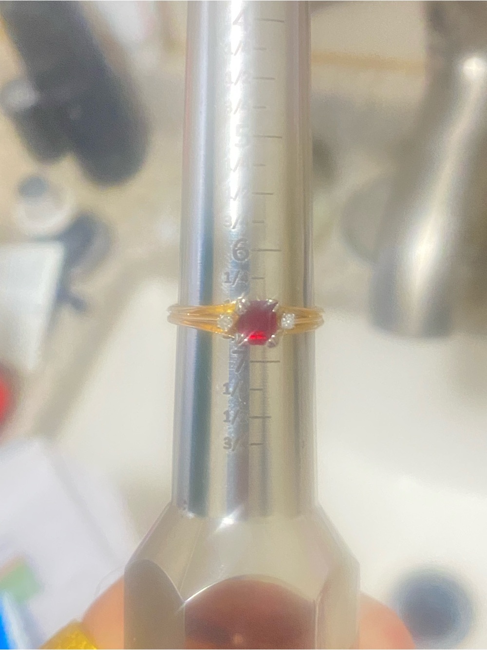 Gold Ring with Red Gemstone and Accent Stones - Women Jewelry